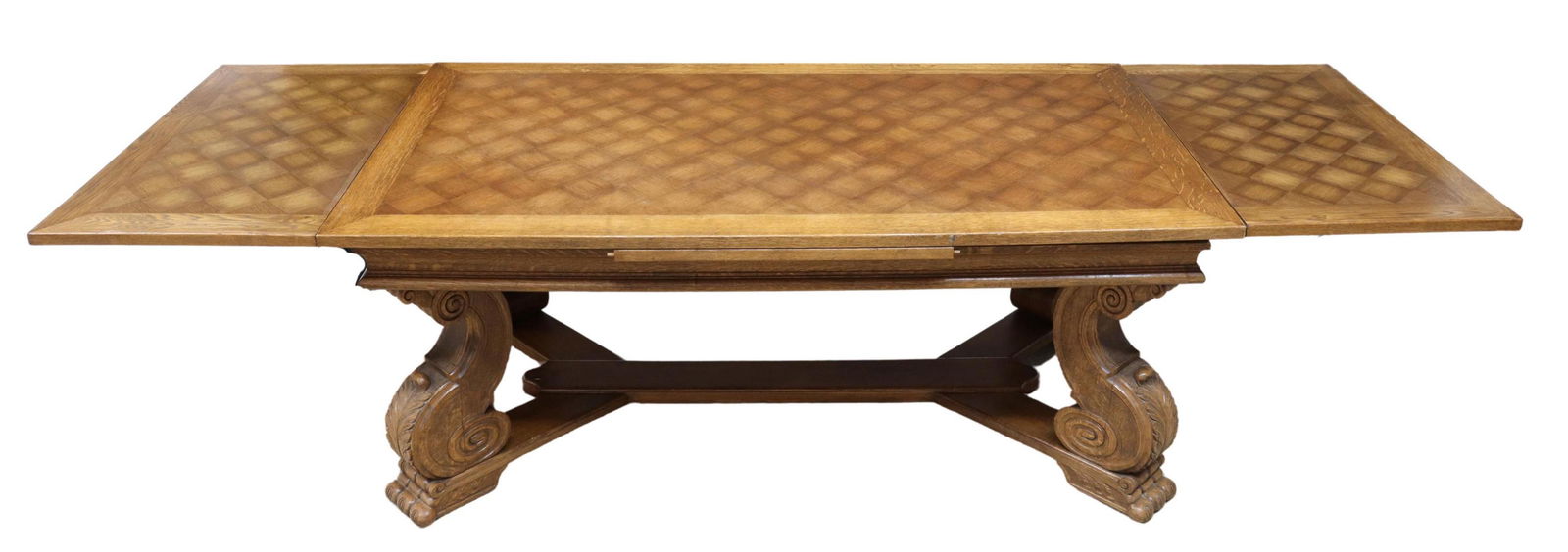 FRENCH OAK PARQUETRY DRAW-LEAF DINING TABLE (1 of 3)