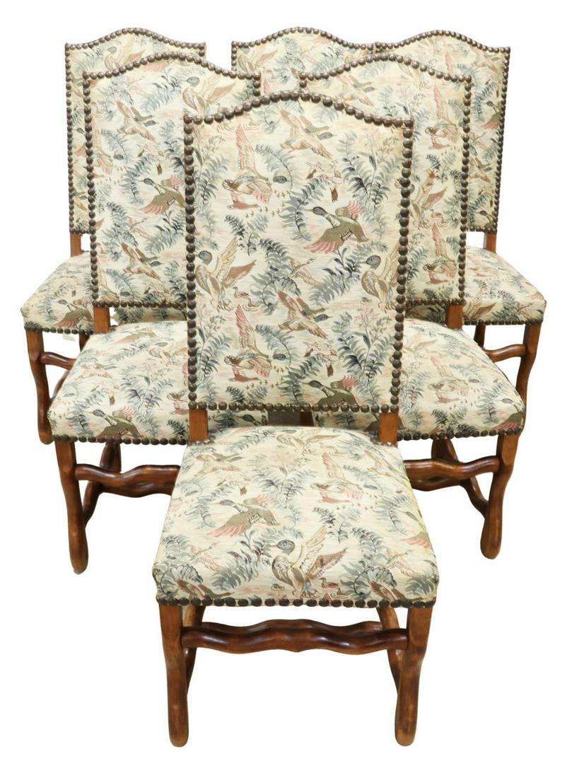 (6) FRENCH LOUIS XIV STYLE UPHOLSTERED SIDE CHAIRS (1 of 3)
