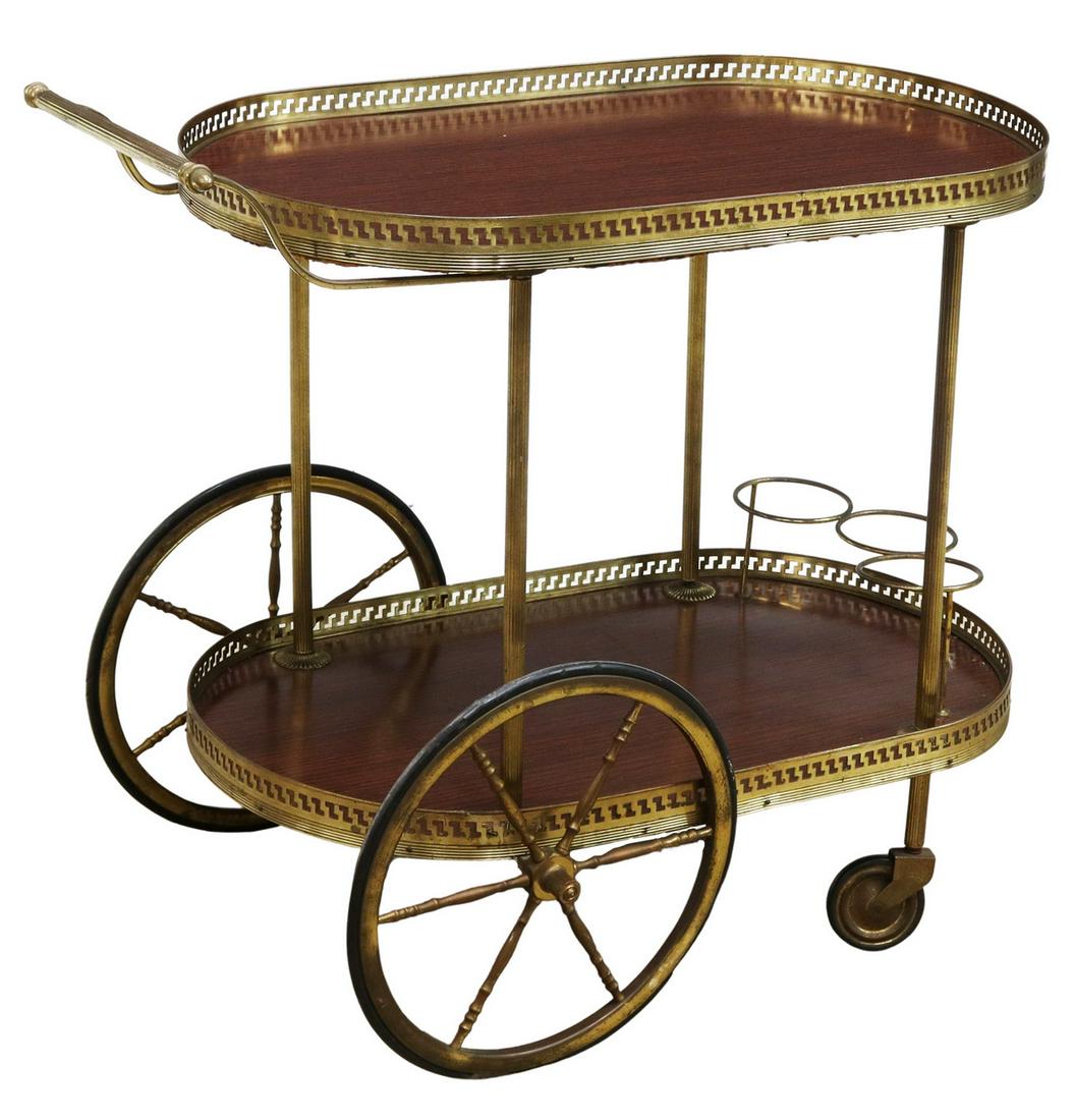 ITALIAN TWO-TIER GILT METAL SERVICE CART (1 of 4)