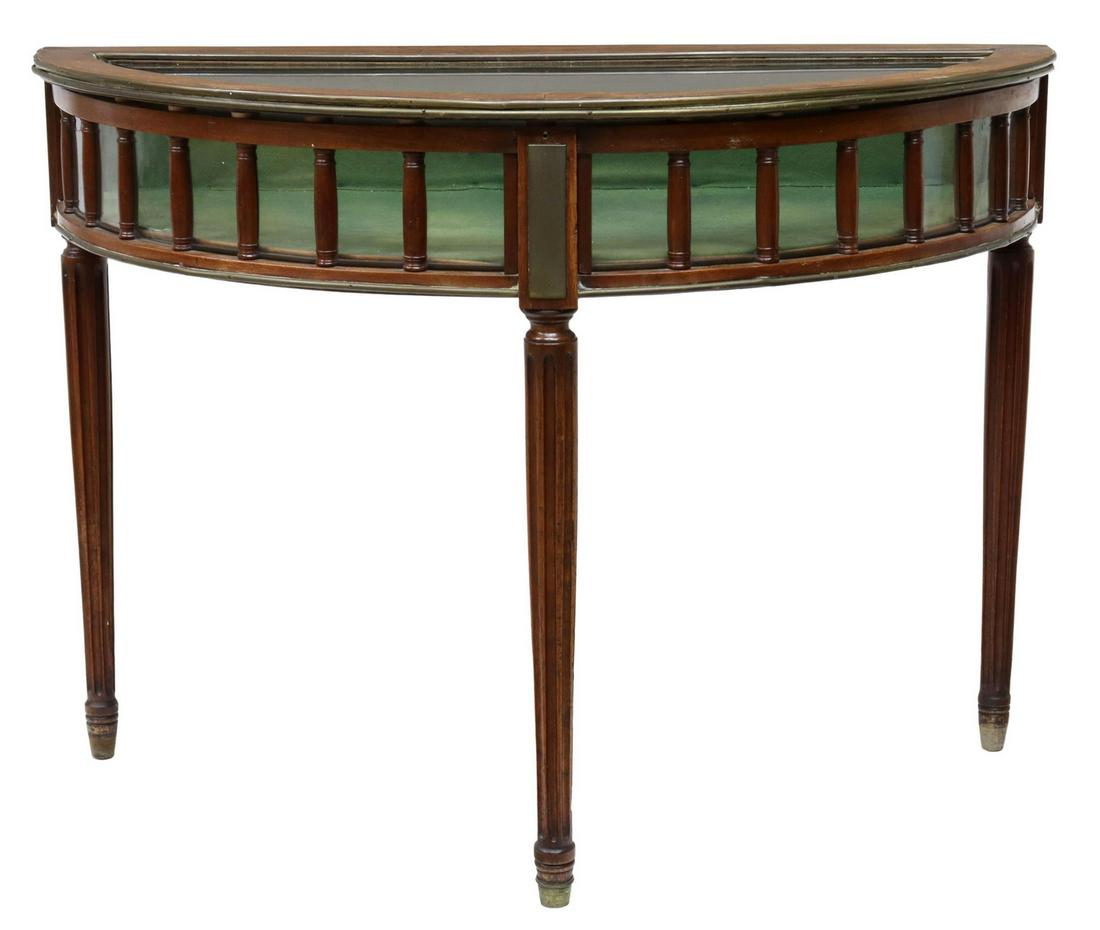 FRENCH LOUIS XVI STYLE DEMILUNE VITRINE TABLE (1 of 5)