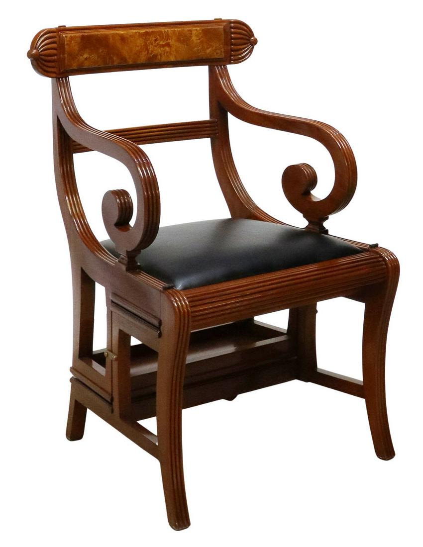 REGENCY STYLE MAHOGANY METAMORPHIC LIBRARY CHAIR (1 of 3)
