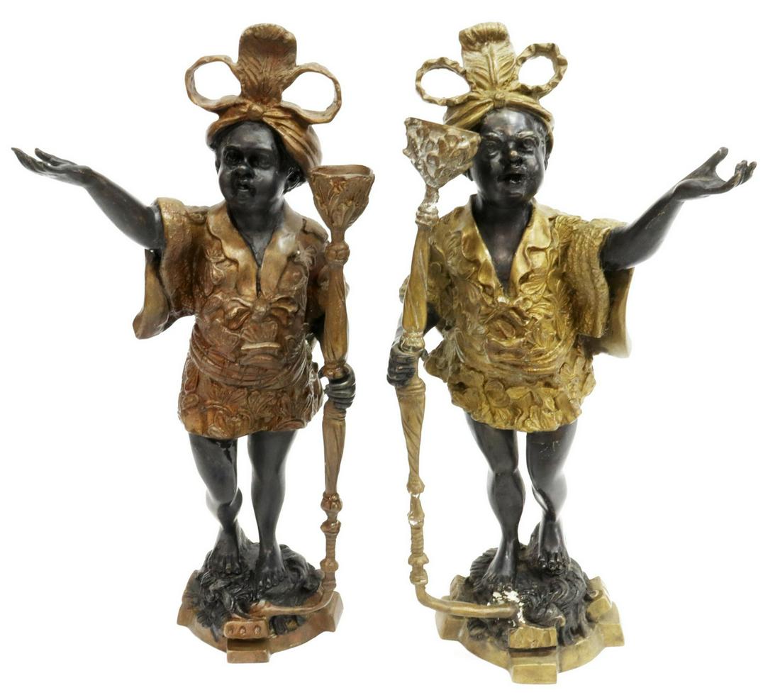 (2) PARCEL GILT BRONZE BLACKAMOOR FIGURES (1 of 4)