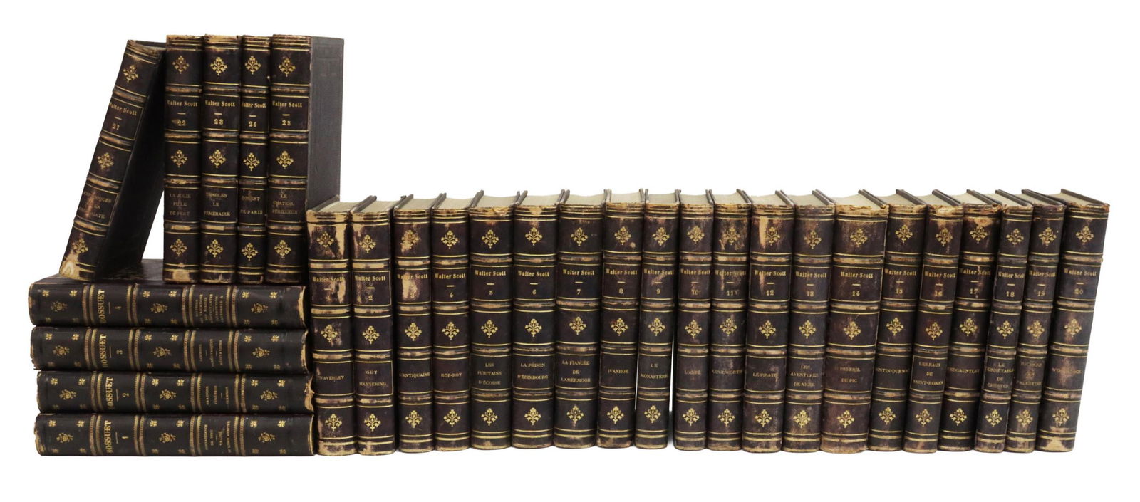 (29) FRENCH LEATHER-BOUND LIBRARY SHELF BOOKS (1 of 6)