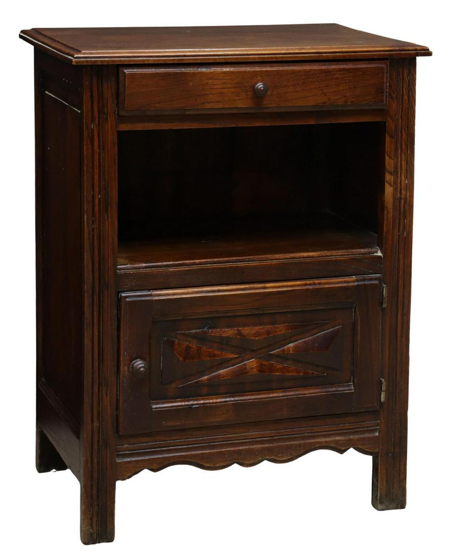 FRENCH PROVINCIAL WALNUT BEDSIDE CABINET (1 of 6)