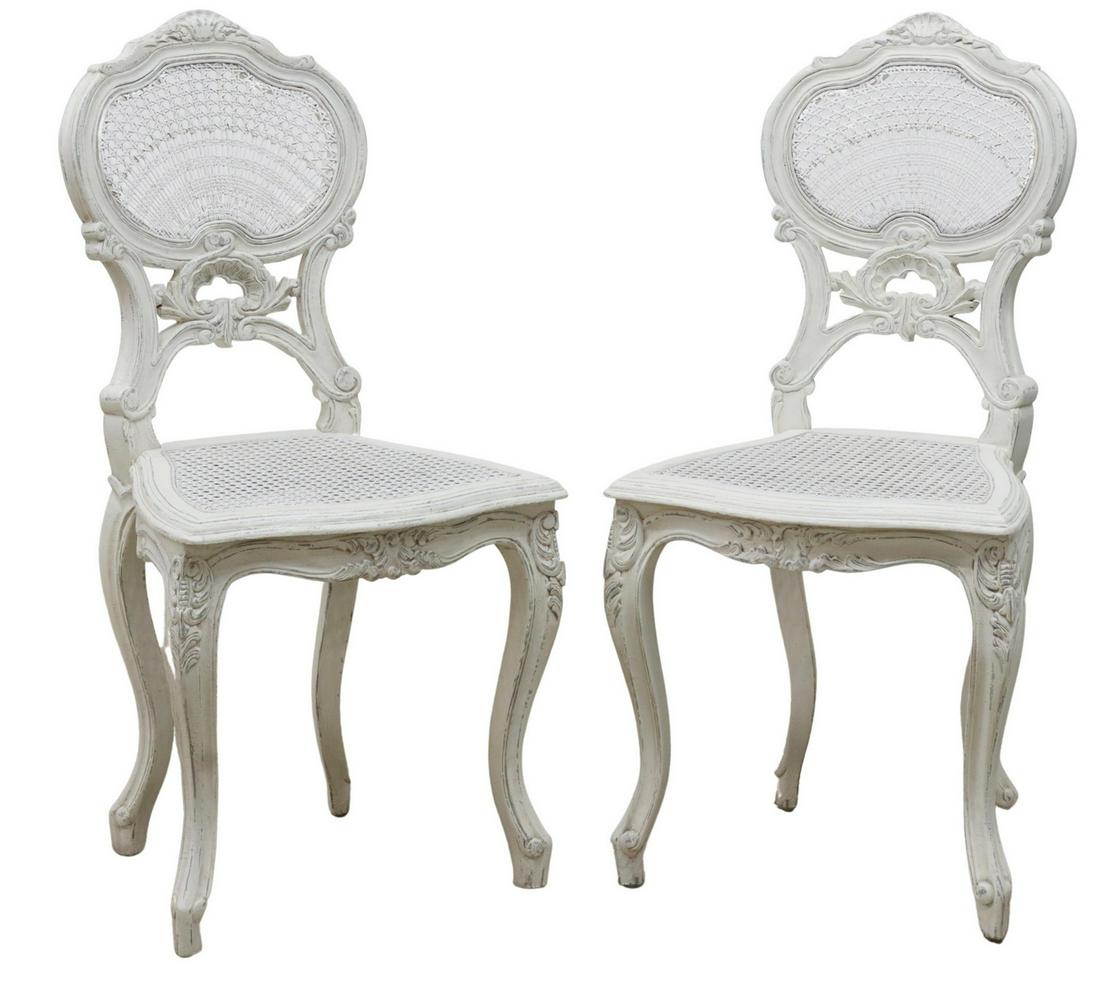 (2) LOUIS XV STYLE PAINTED CANE SIDE CHAIRS (1 of 3)