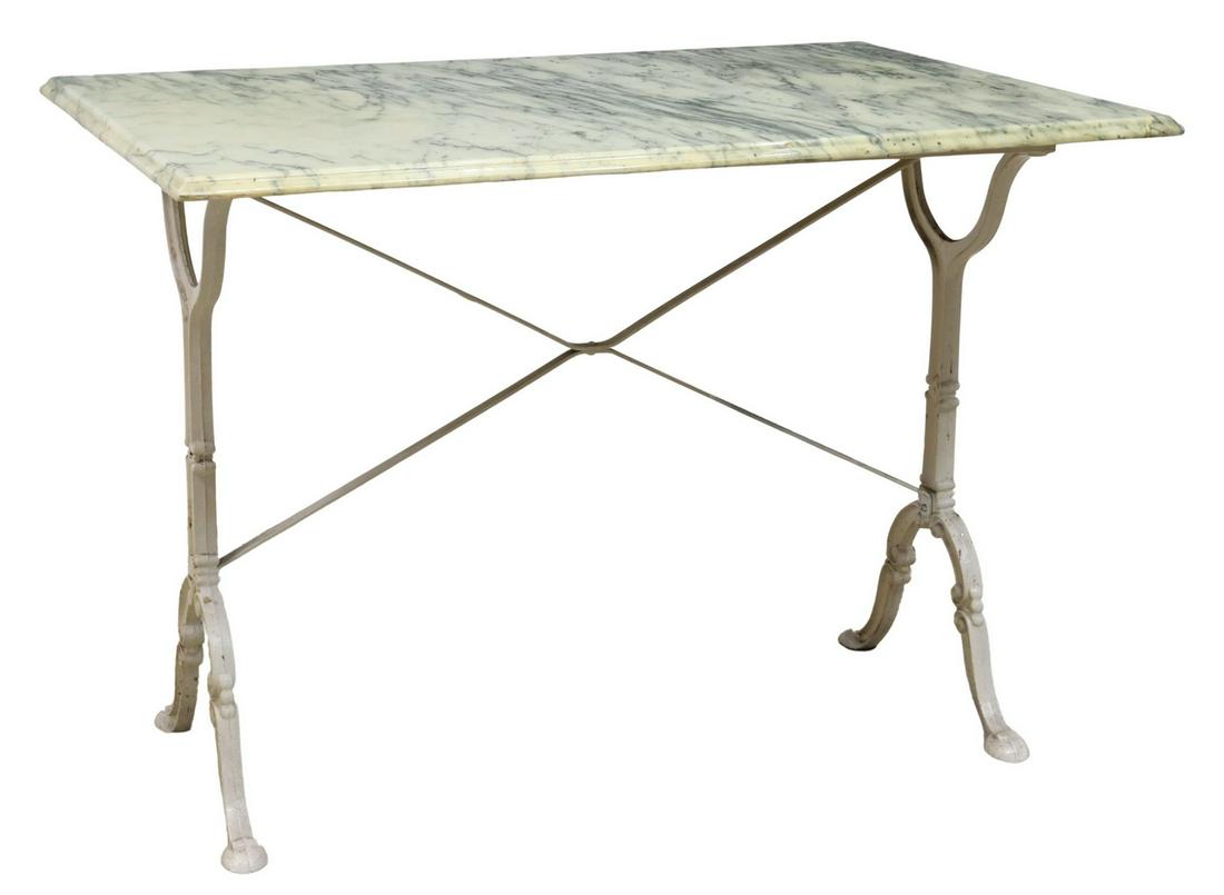 FRENCH PARISIAN MARBLE-TOP CAST IRON BISTRO TABLE (1 of 4)