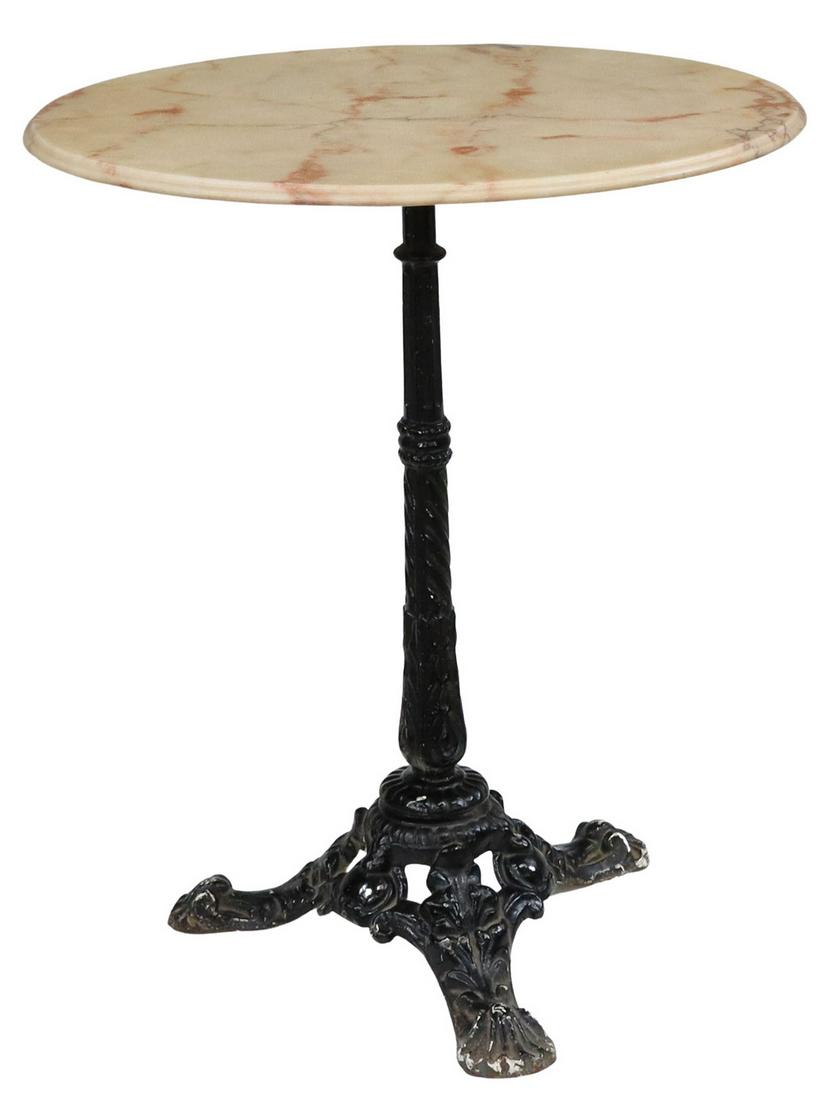 FRENCH PARISIAN CAST IRON BISTRO PEDESTAL TABLE (1 of 3)