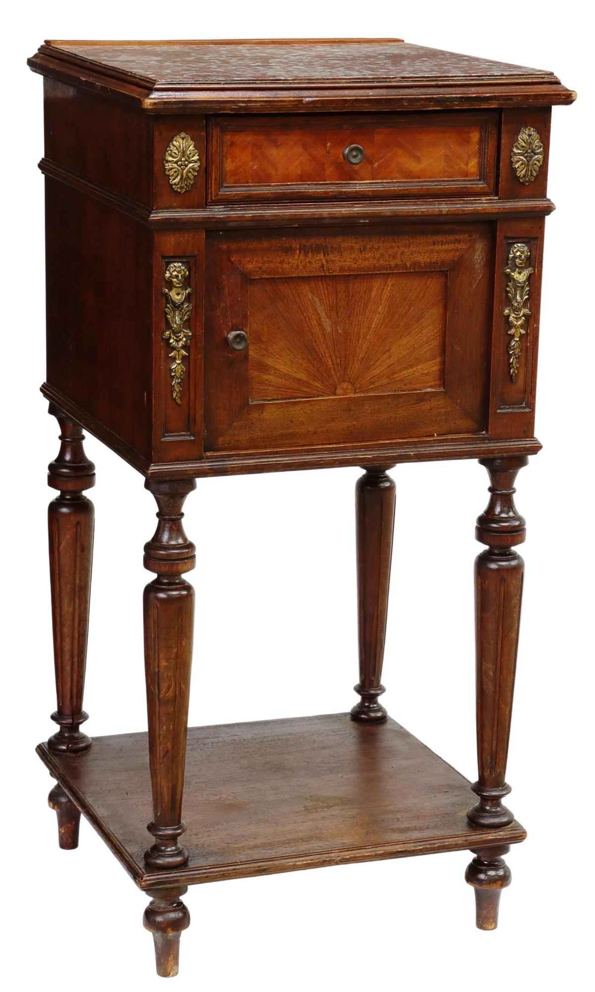 FRENCH LOUIS XVI STYLE MARBLE-TOP BEDSIDE CABINET (1 of 6)