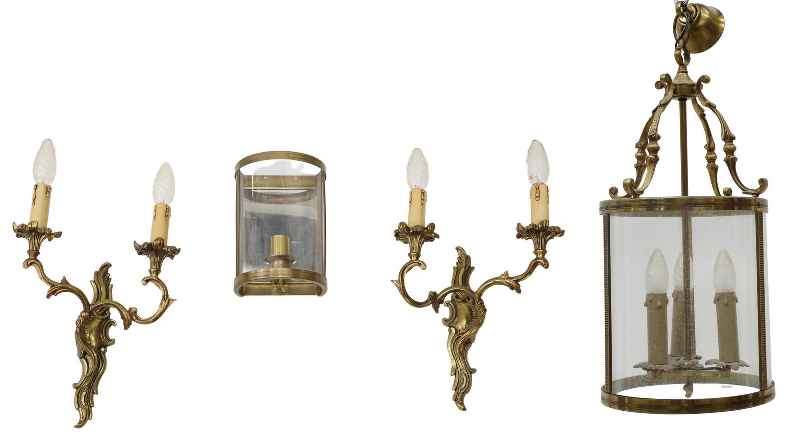 (4) FRENCH GILT METAL SCONCES & HANGING LANTERN (1 of 3)