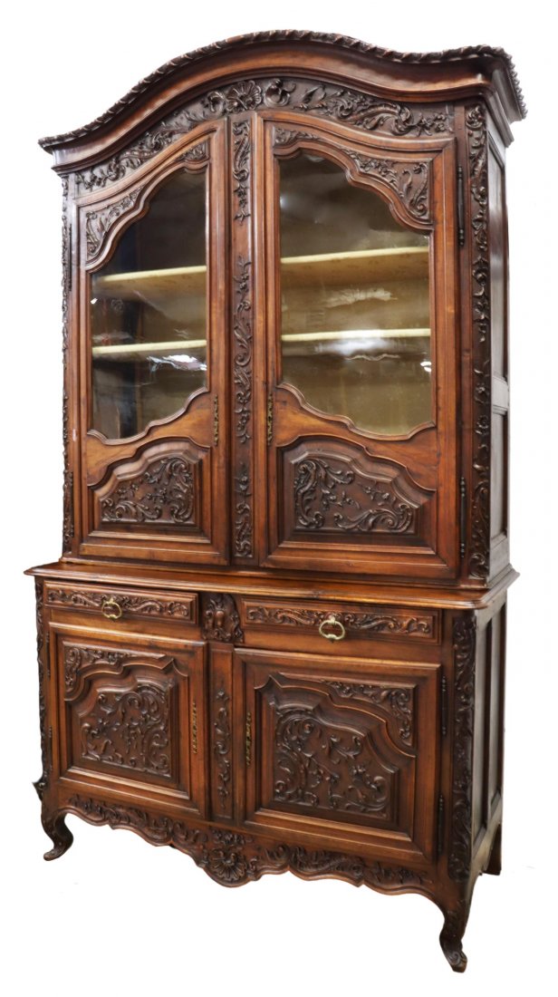 FRENCH PROVINCIAL LOUIS XV STYLE WALNUT CABINET (1 of 7)