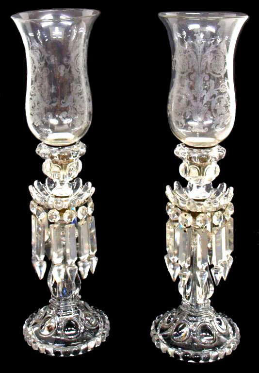 ORIGINAL BACCARAT CRYSTAL PRISM HURRICANE LAMPS