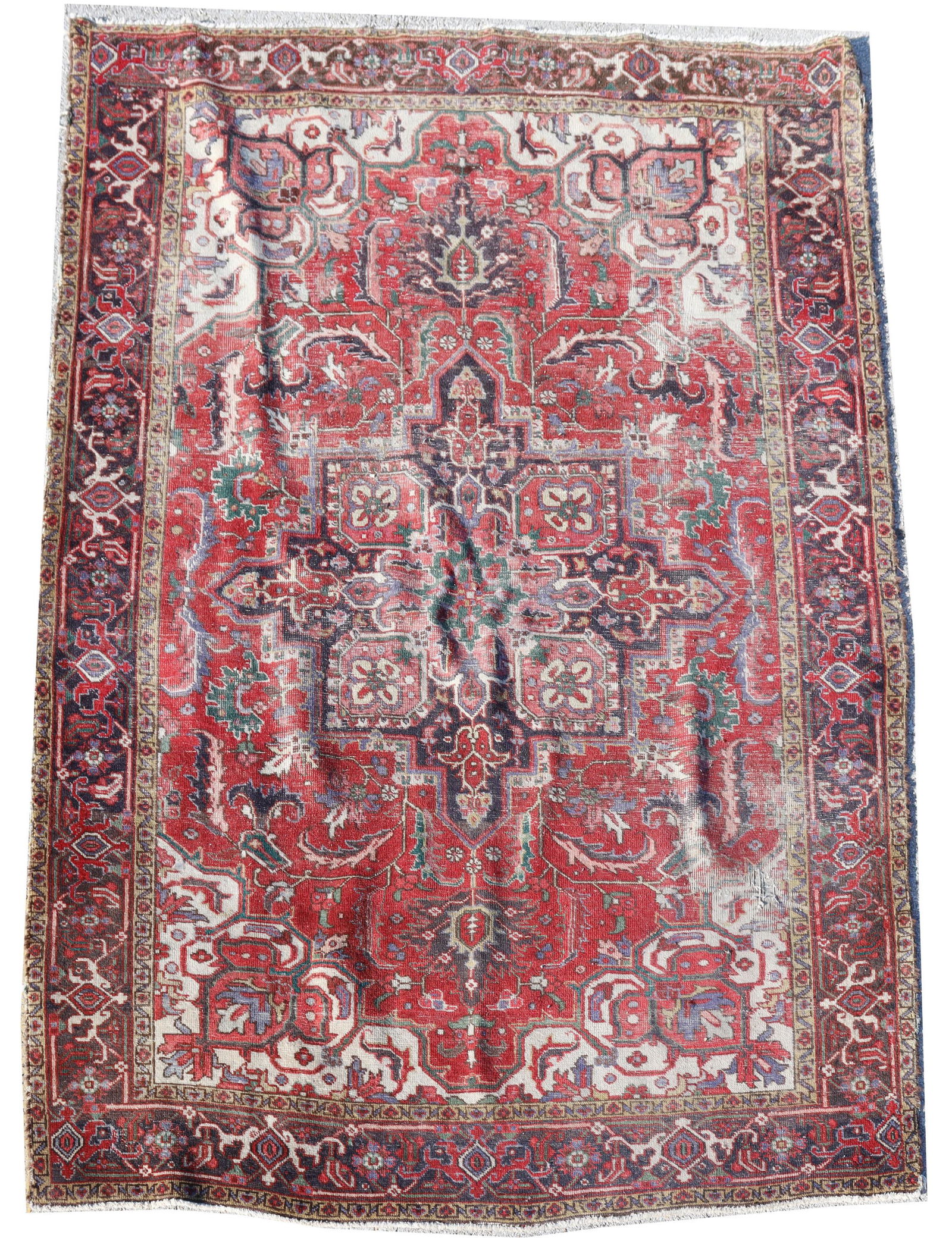 HAND-TIED PERSIAN HERIZ RUG, 11'3" X 7'9.5": Hand-tied Persian Heriz rug, approx 11'3"l, 7'9.5"w **Provenance: O'Neill-Leonard Antiques, Westlake Hills, Texas** Start Price: $150.00