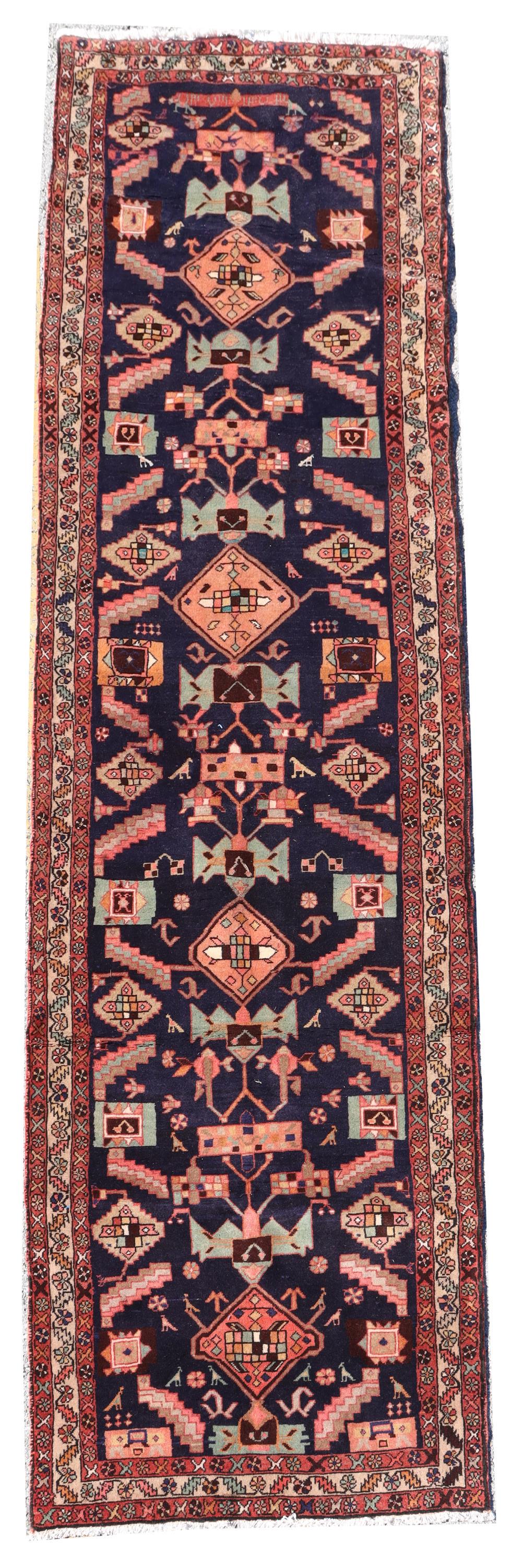 HAND-TIED PERSIAN SERAPI RUNNER, 14'1" X 4'0": Hand-tied Persian Serapi runner, approx 14'1"l, 4'0"w Start Price: $150.00