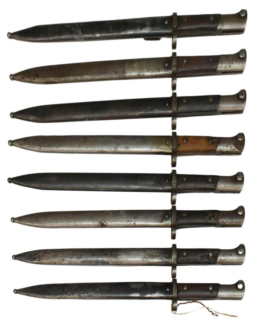 (8) CZECH MODEL VZ24 BAYONETS & SCABBARDS: (lot of 8) Czechoslovakia Model VZ24 bayonet, 11.75" blade marked at the ricasso CSZ, each with metal scabbard, total: 10.35lbs Start Price: $150.00