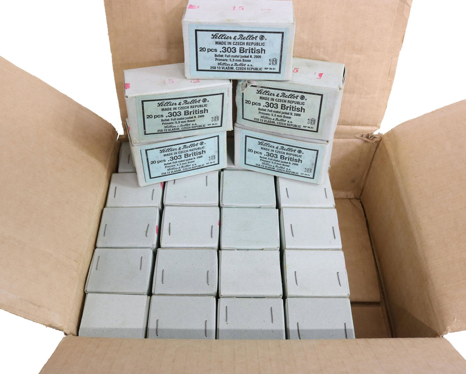 AMMO, 500 ROUNDS, 303 BRITISH FMJ: Ammunition, unopened 500 rounds, .303 British, FMJ, Czech mfg., shipper Sellier & Bellot, purchaser must be at least 18 year old, no shipping, *PICK UP IN PERSON ONLY* *Provenance: Estate of Robert R.