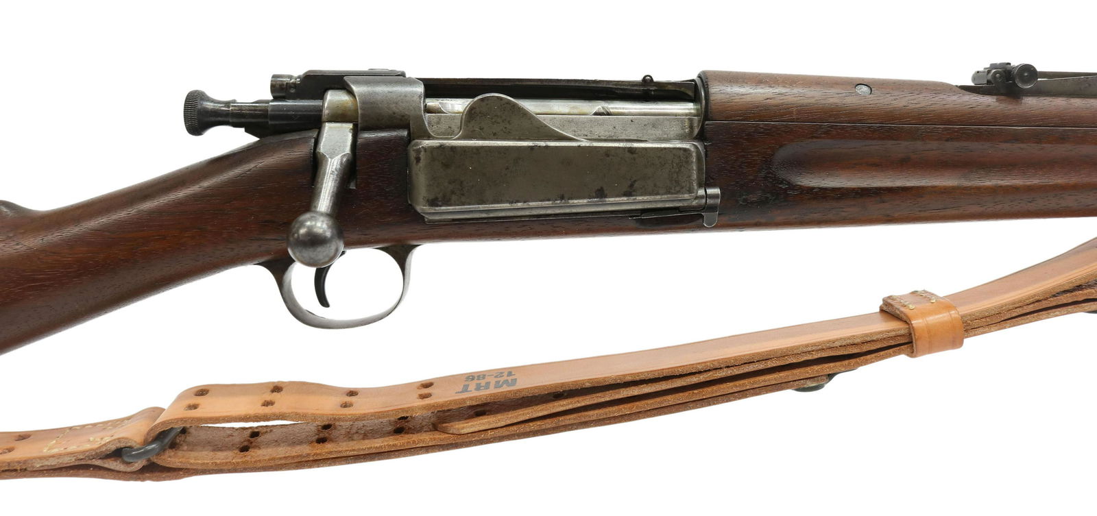 U.S. SPRINGFIELD M1898 KRAG .30-340 RIFLE: U.S. Springfield Armory Model 1898 Krag rifle, mfg. 1901, bolt action, .30-40 caliber, 30" barrel, bayonet lug, fixed front sight, adjustable rear sight, marked at left receiver "U.S., Model 1898, Spr