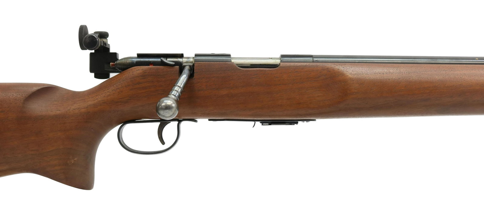 REMINGTON M513-T TARGET RIFLE, REDFIELD PEEP SIGHT: Remington Model 513-T Matchmaster rifle, .22LR caliber, bolt action, 26" barrel, hooded front sight, barrel drilled for scope, six round Remington detachable magazine, mounted Redfield adjustable peep