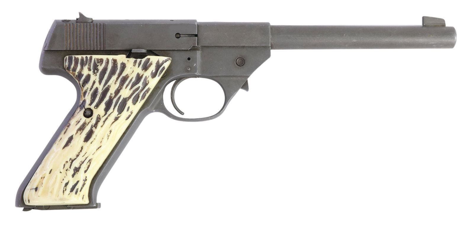 HIGH STANDARD .22LR SPORT KING PISTOL: High Standard Model Sport King pistol, .22LR caliber, 6.75" barrel, fixed sights, takedown lever in front of trigger guard allows for barrel change to 4.5" (not present) and field stripping, detachabl