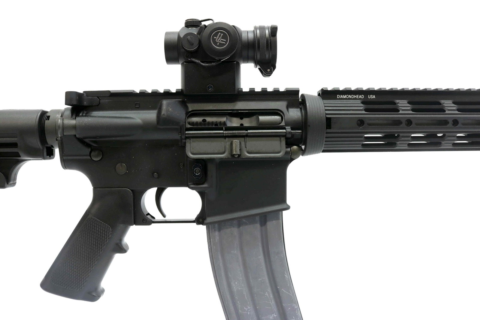 STAG ARMS MSTAG-15 RIFLE, 5.56MM CAL. VORTEX SCOPE: Stag Arms Model Stag-15 rifle, 5.56mm caliber, auto load, 18" barrel, flash suppressor, adjustable length butt stock, two sling swivels, mounted Vortex Sparc scope SN 1974XX *REQUIRES FFL TRANSFER* St