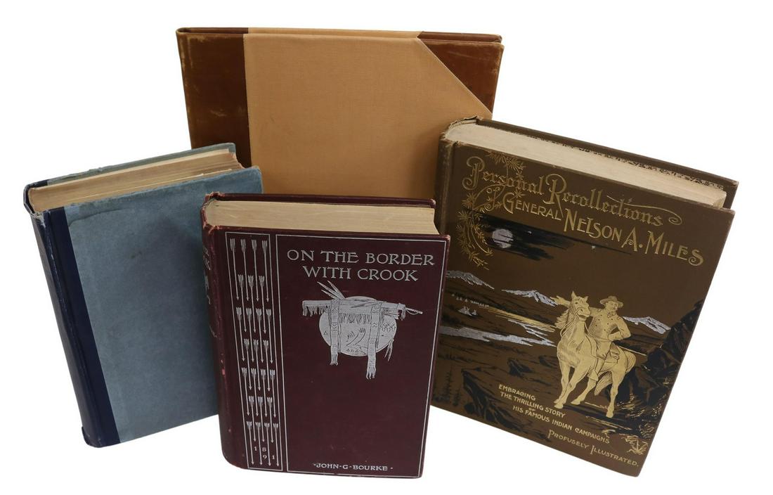 4)BOOKS: GEN. NELSON MILES, GEN. GEO CROOK, CUSTER: (lot of 4) Books, including: (1) "Personal Recollections of General Nelson A. Miles, Copiously Illustrated with Graphic Pictures by Frederic Remington and Other Eminent Artists," The Werner Company, C