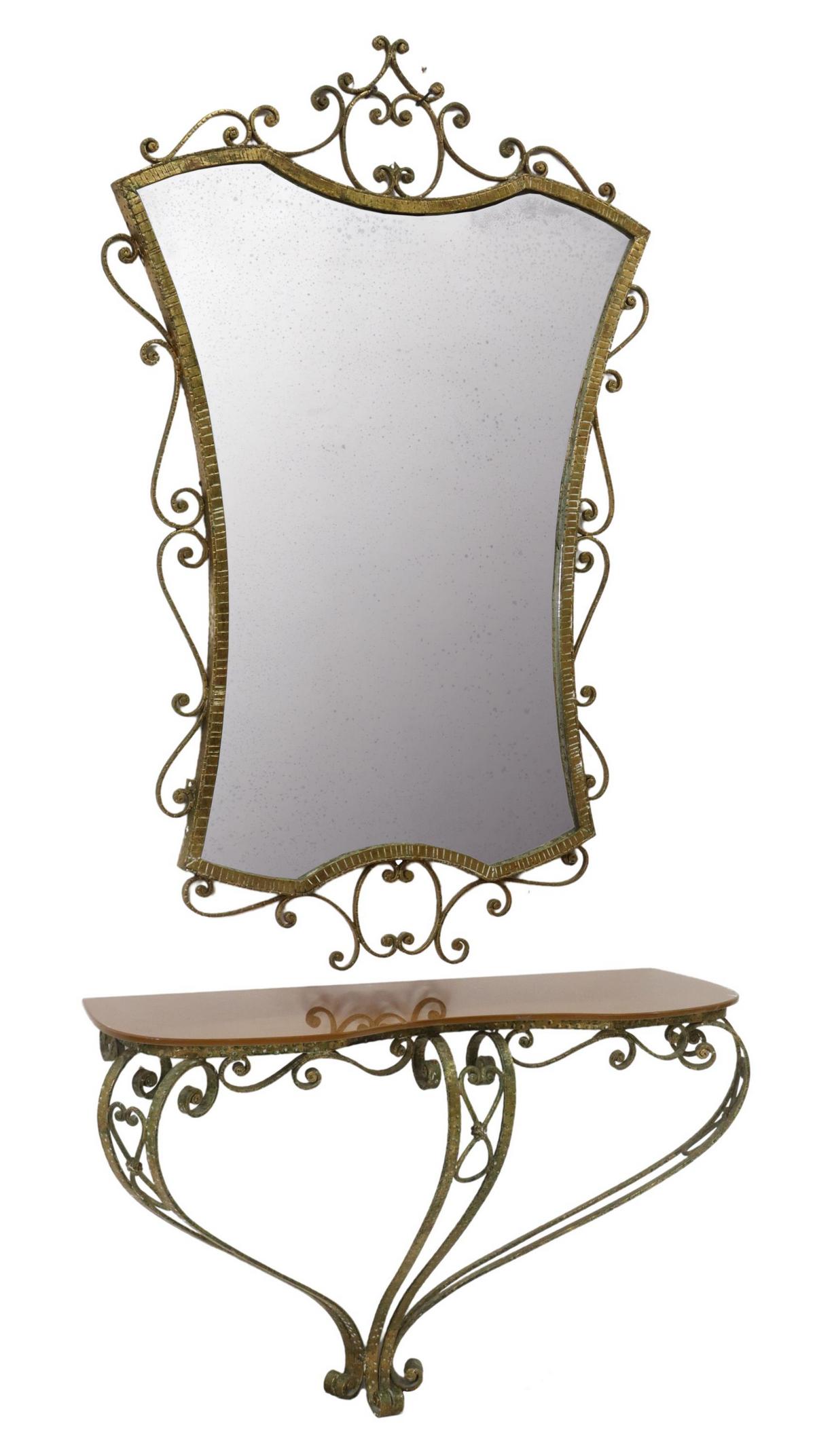 PIER LUIGI COLLI (ATTR) GILT IRON CONSOLE & MIRROR (1 of 3)