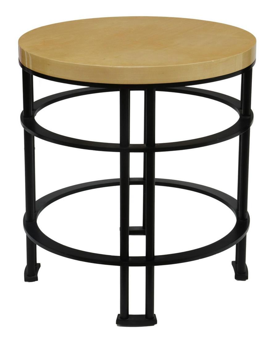 CONTEMPORARY MAPLE-TOP IRON SIDE TABLE (1 of 3)