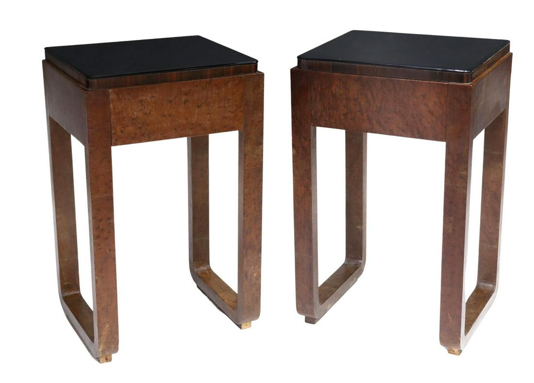 (2) ITALIAN ART DECO GLASS-TOP NIGHTSTANDS (1 of 4)