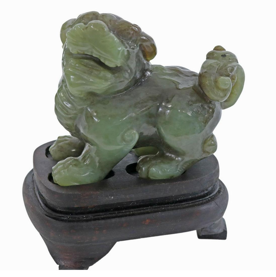 CHINESE CARVED NEPHRITE JADE FOO LION (1 of 5)