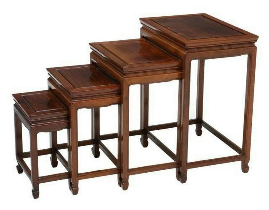 (4) CHINESE ROSEWOOD NESTING TABLES (1 of 5)