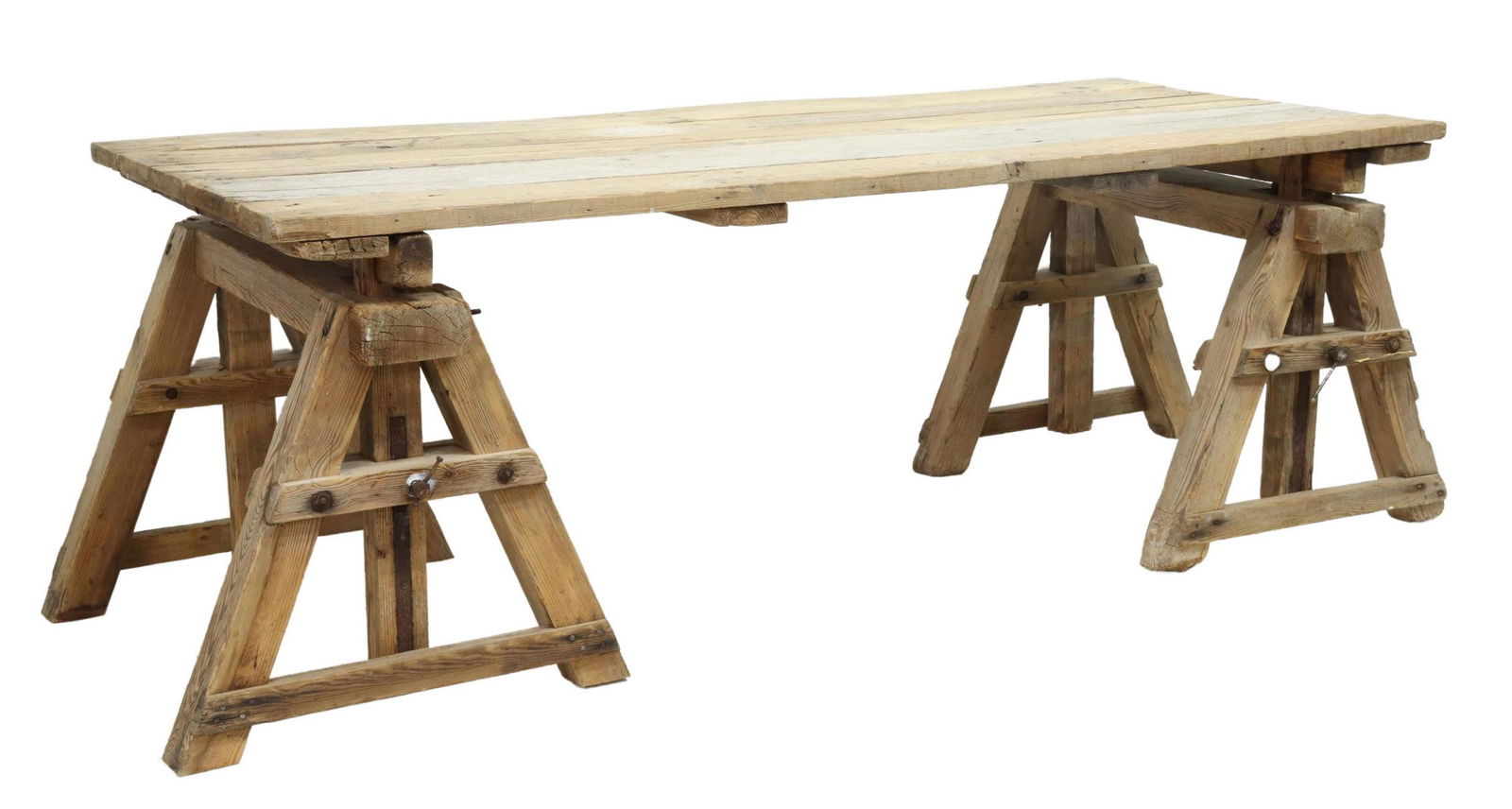 RUSTIC PINE TRESTLE BASE WORK TABLE (1 of 4)
