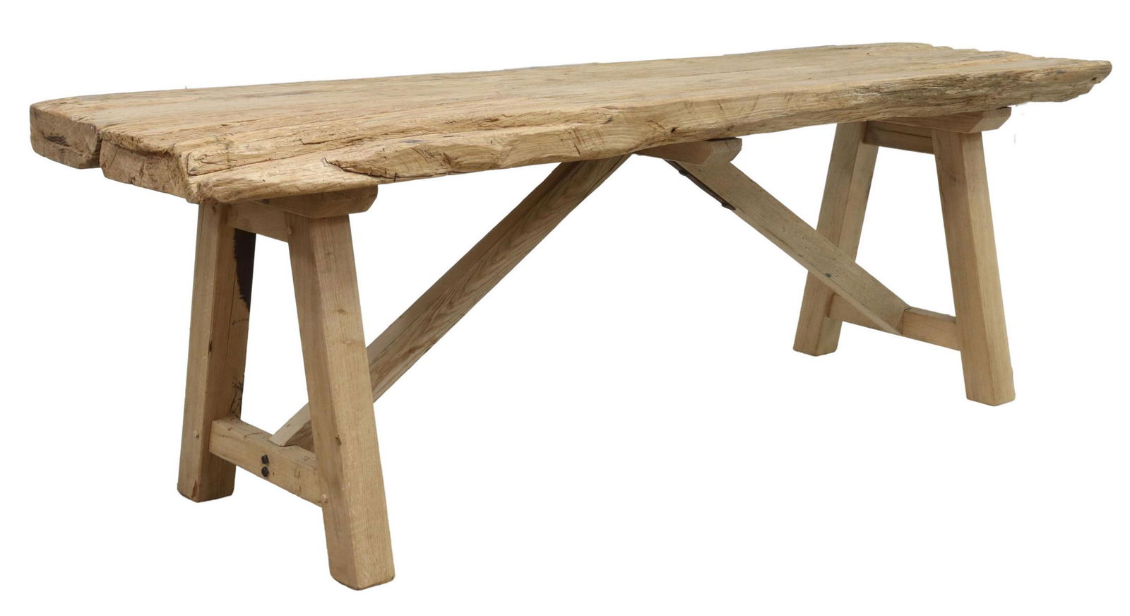 RUSTIC LIVE EDGE TRESTLE BASE TABLE, 90"L (1 of 4)