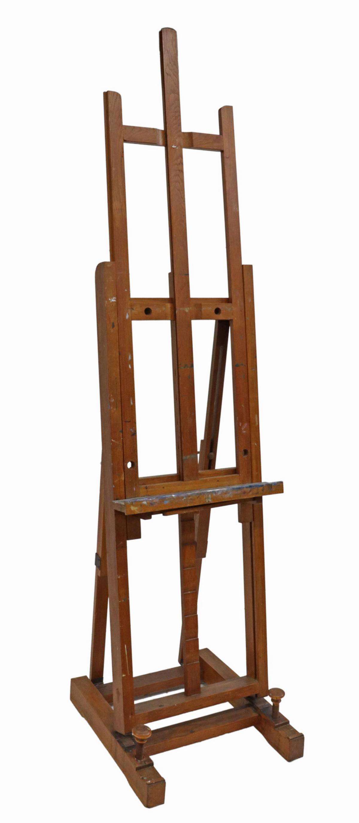 VINTAGE FRENCH OAK ADJUSTABLE ARTIST'S EASEL (1 of 4)