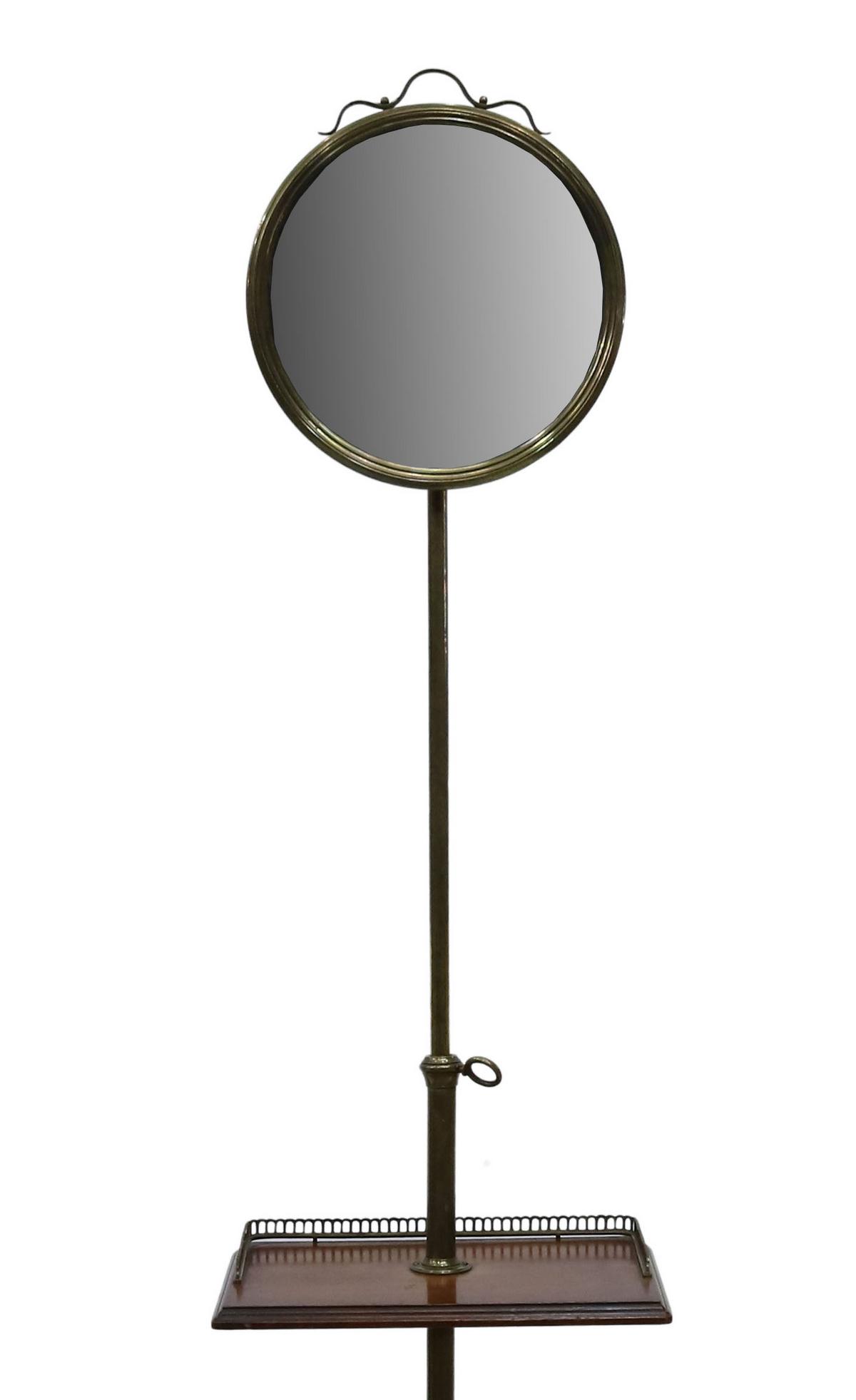 ENGLISH MAHOGANY & BRASS SHAVING STAND W/ MIRROR (1 of 5)