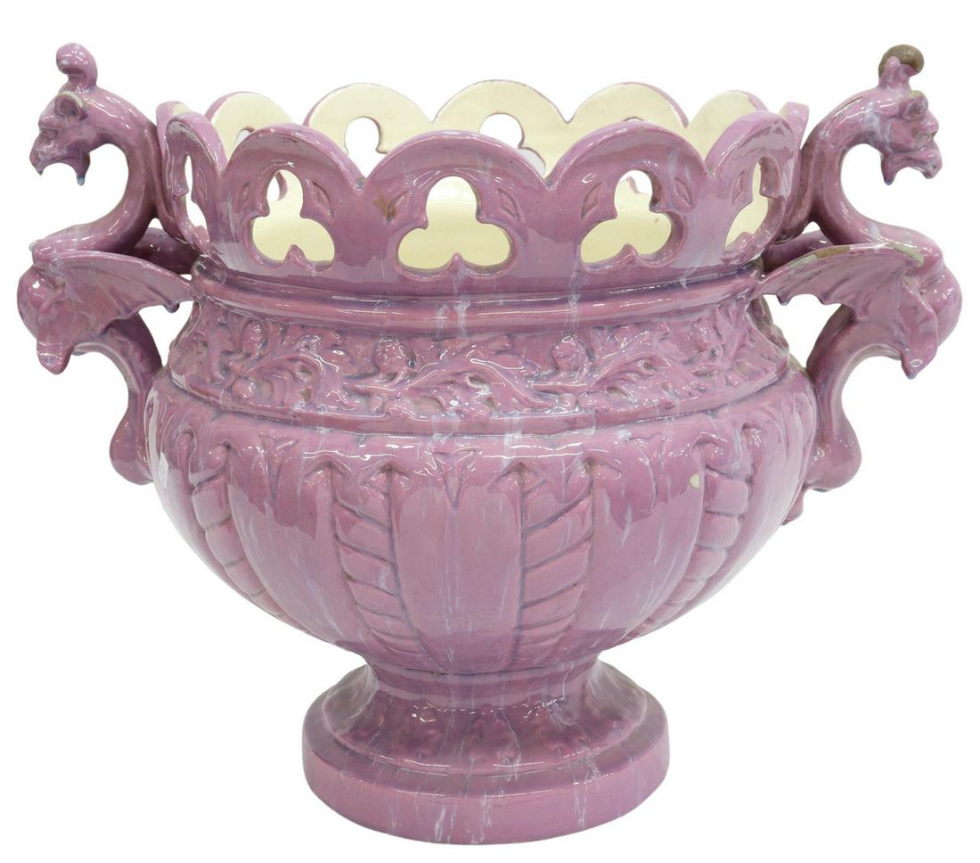 FRENCH JEROME MASSIER MAJOLICA GRIFFIN JARDINIERE (1 of 6)