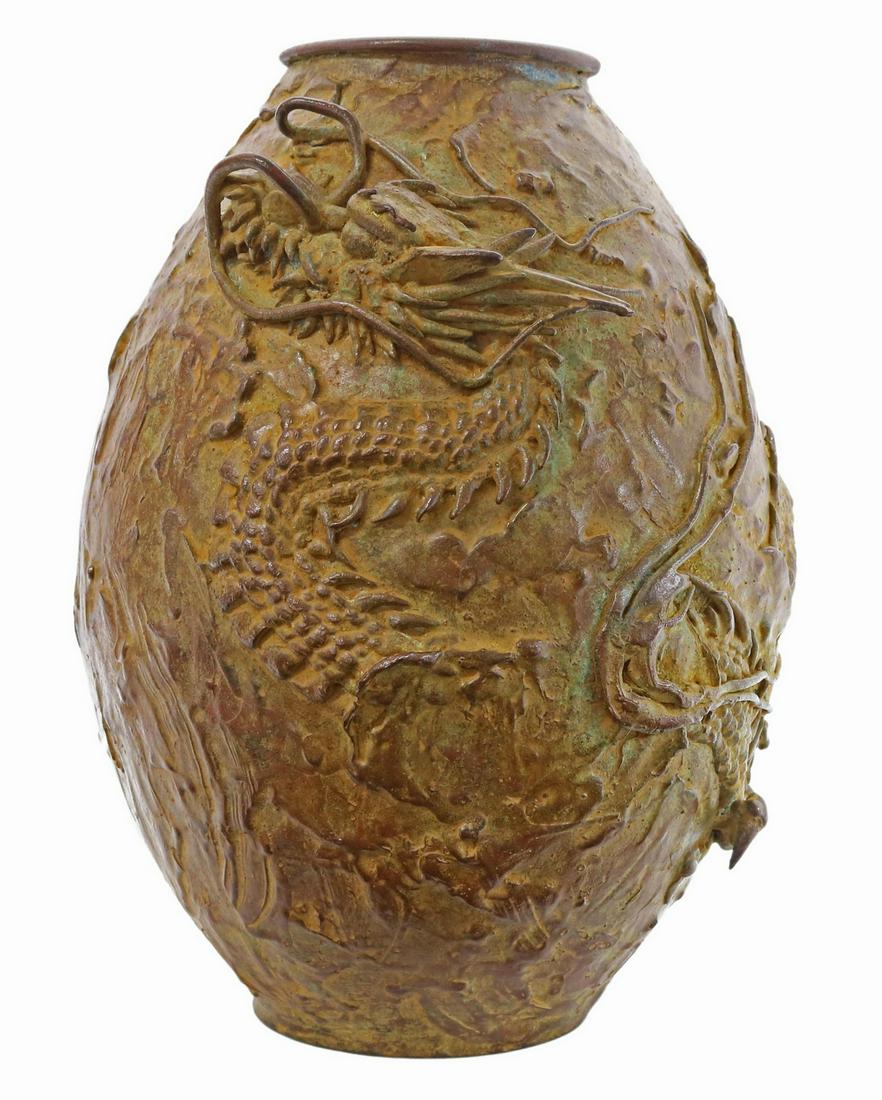 JAPANESE PATINATED BRONZE DRAGON VASE (1 of 6)
