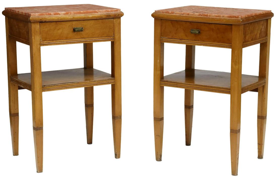 (2) FRENCH MARBLE-TOP MAPLE NIGHTSTANDS (1 of 5)