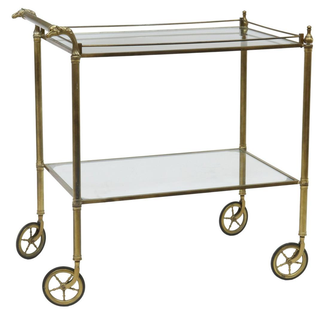 FRENCH BRASS SERVICE BAR CART HORSE HEAD FINIALS (1 of 4)