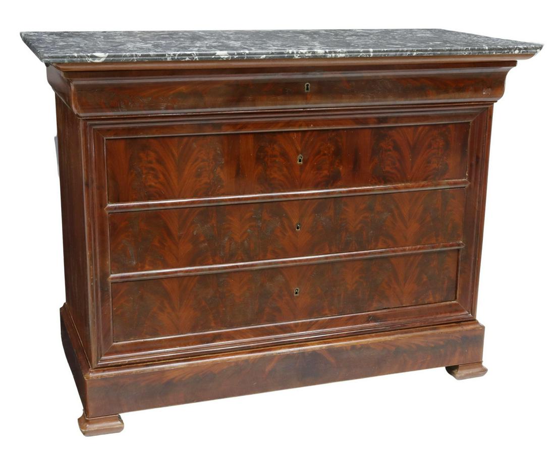 FRENCH LOUIS PHILIPPE PERIOD MARBLE-TOP COMMODE (1 of 6)