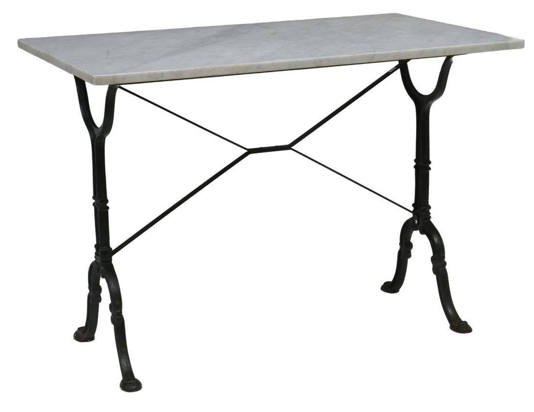 FRENCH GODIN MARBLE-TOP CAST IRON BISTRO TABLE (1 of 4)