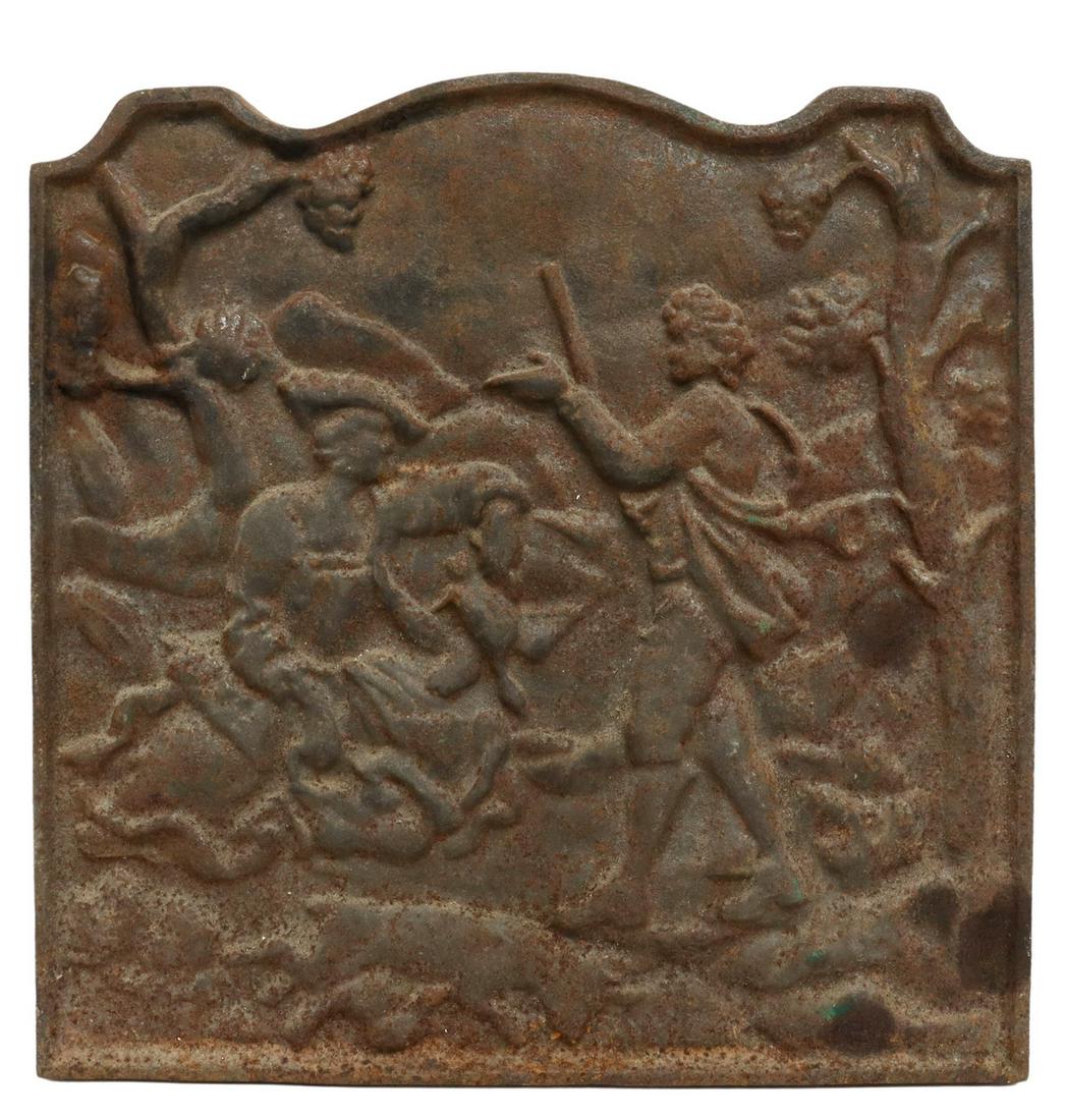 ANTIQUE FRENCH CAST IRON FIREBACK PANEL (1 of 3)