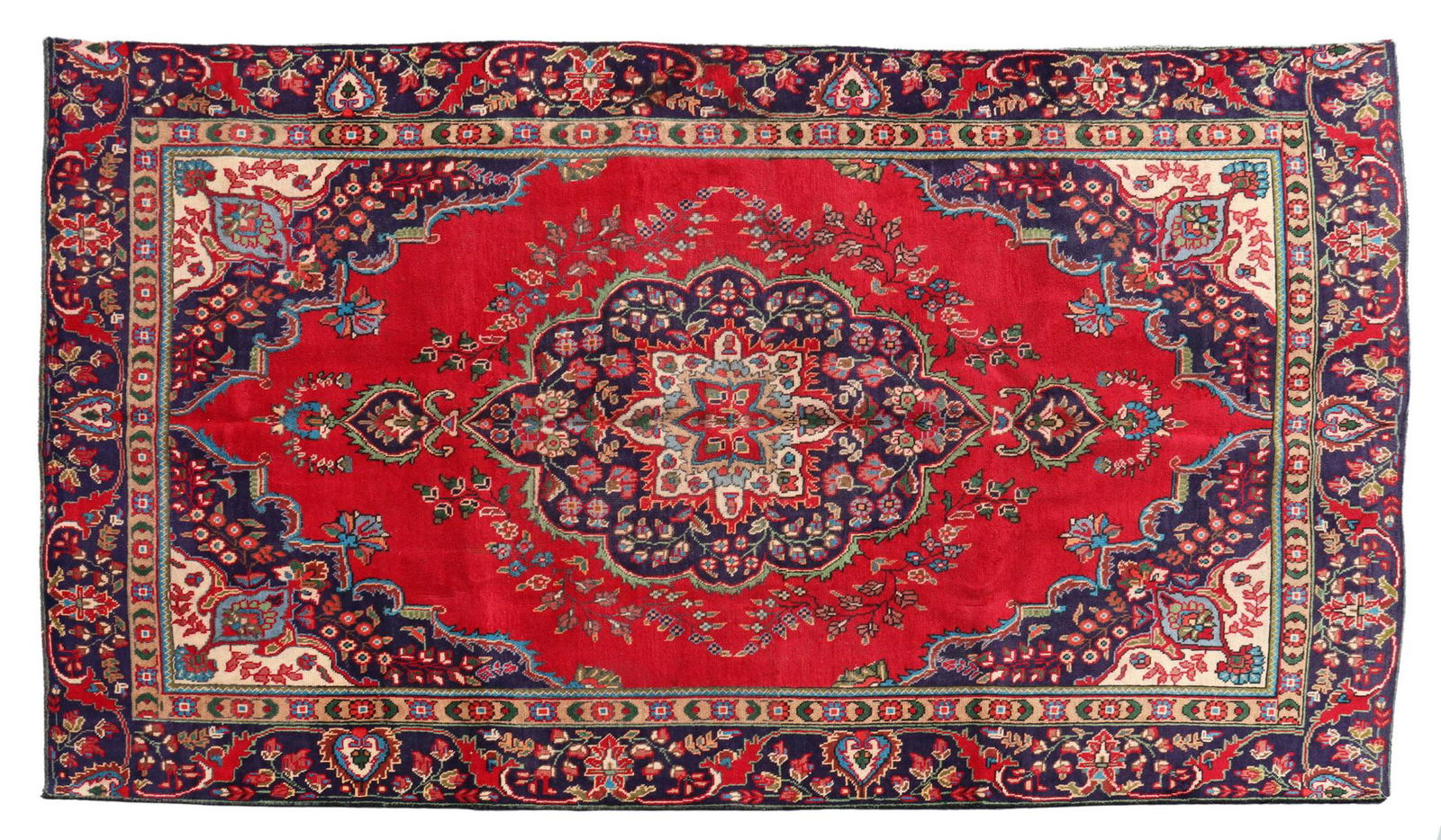 HAND-TIED PERSIAN TABRIZ RUG, 9'4" X 6' (1 of 3)