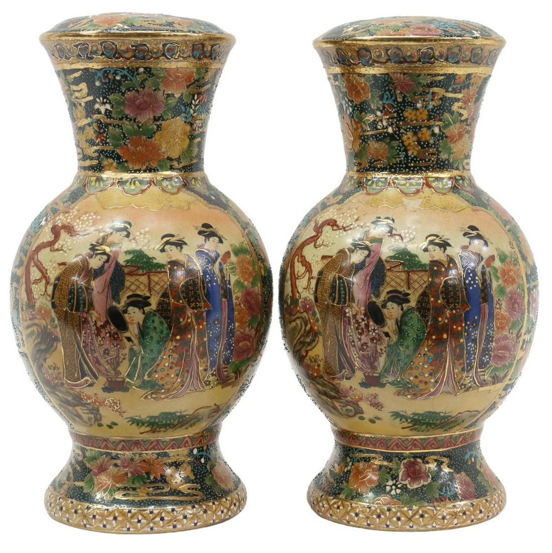 (2) SATSUMA STYLE PARCEL GILT LAMP BASES (1 of 5)