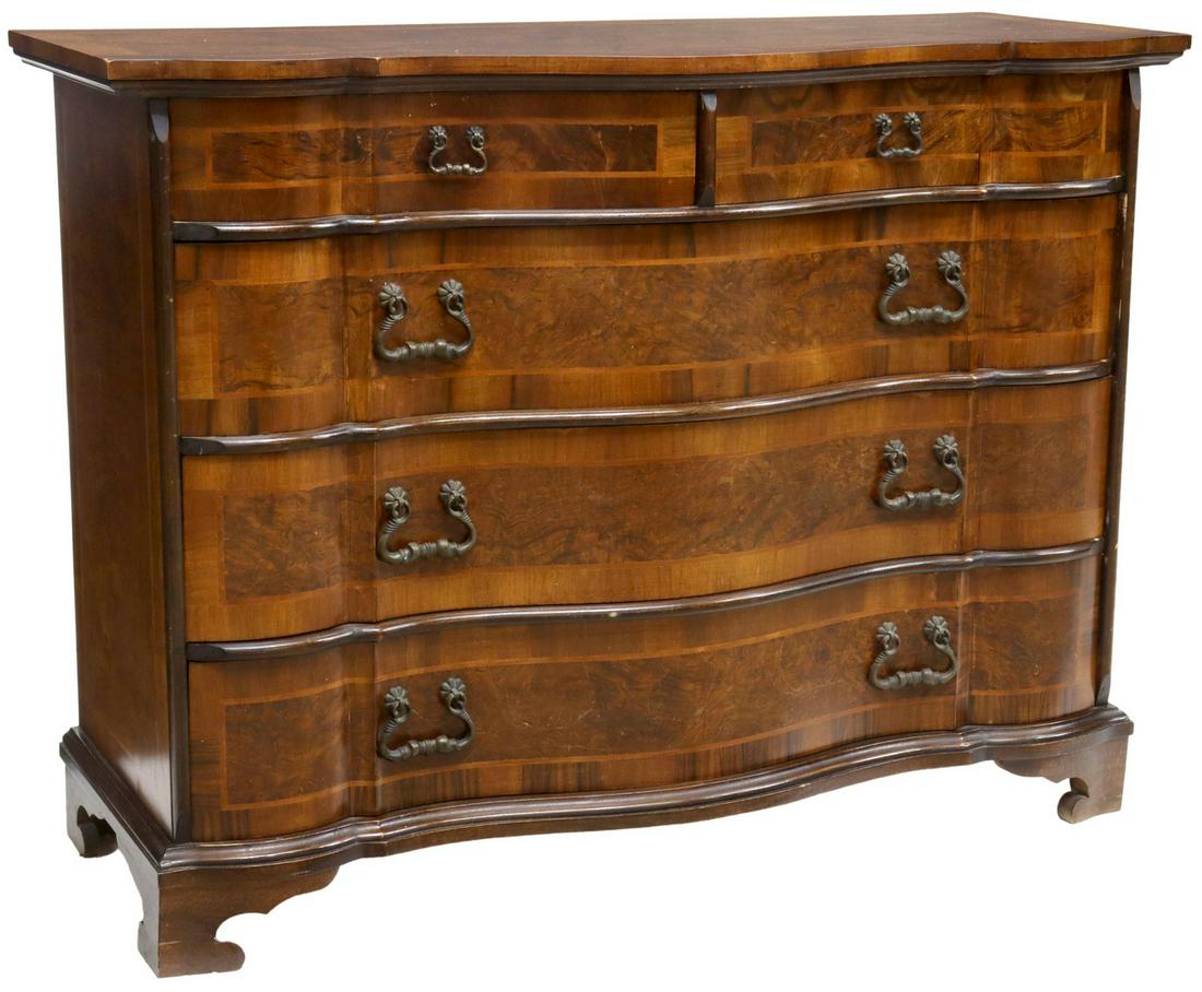 ITALIAN BAROQUE STYLE WALNUT FIVE-DRAWER COMMODE (1 of 4)