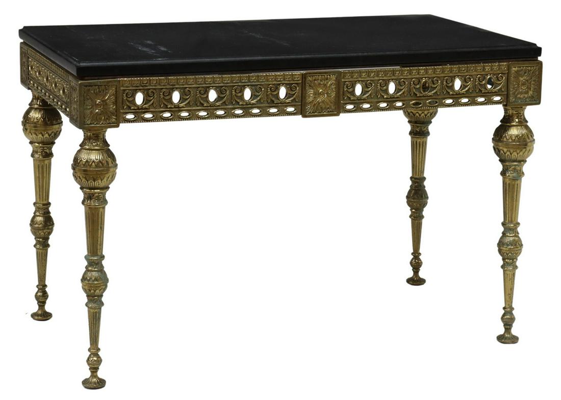 ITALIAN MARBLE-TOP GILT METAL SIDE COFFEE TABLE (1 of 4)