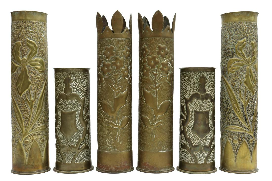(6) WWI-ERA TRENCH ART ARTILLERY SHELL VASES (1 of 3)