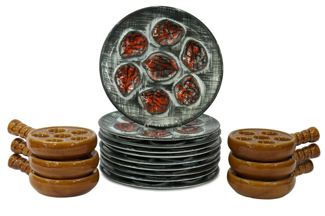 (16) FRENCH MBFA OYSTER PLATES & ESCARGOT DISHES (1 of 5)