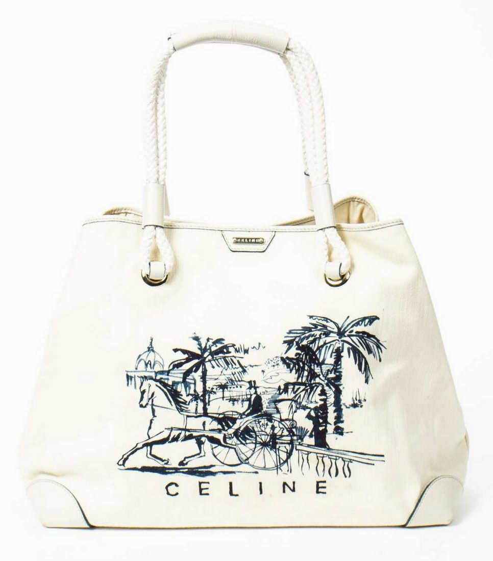 CELINE NATURAL CANVAS PRINTED CARRIAGE TOTE BAG (1 of 7)