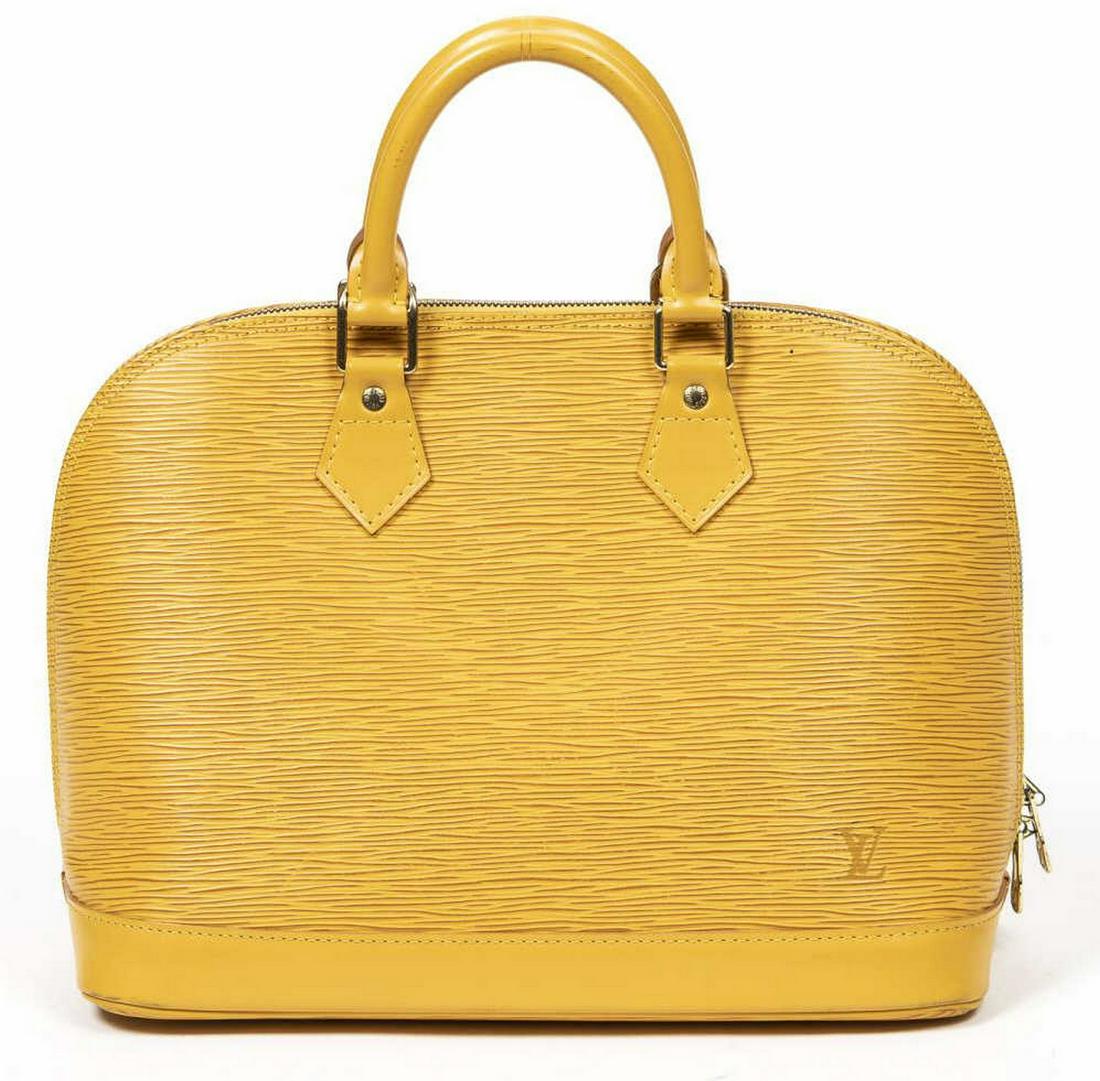 LOUIS VUITTON 'ALMA PM' YELLOW EPI LEATHER HANDBAG (1 of 7)