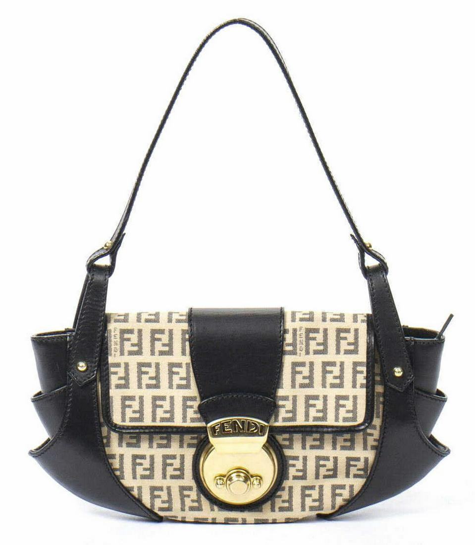FENDI 'BORSA TUC' ZUCCHINO CANVAS BAGUETTE HANDBAG (1 of 7)