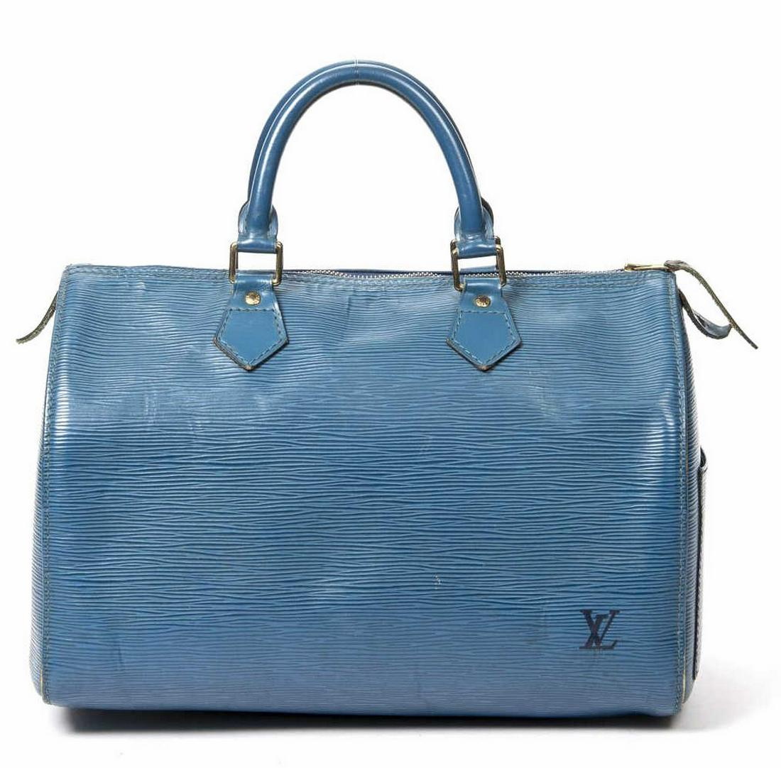 LOUIS VUITTON 'SPEEDY 30' BLUE EPI LEATHER HANDBAG (1 of 8)